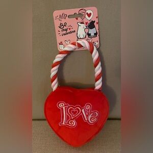 Valentine’s Red Heart Plush Dog Toy “afp” All For Paws with Love Embroidery